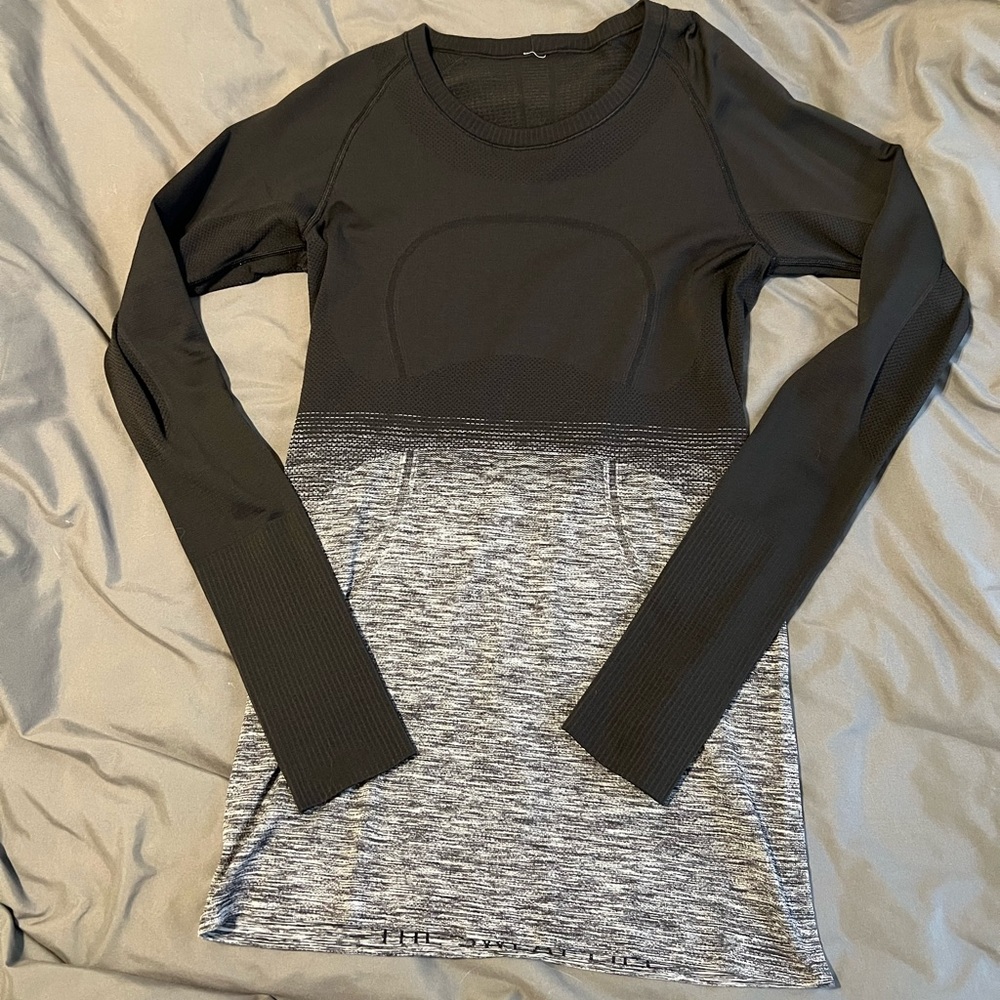 Lululemon 🦄 🔥 Swiftly Tech Black Ombré Long Sleeve Crew